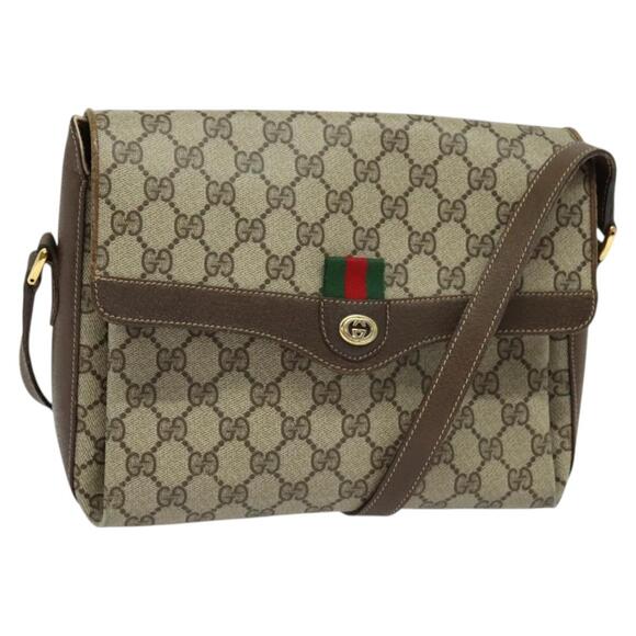 GUCCI GG Supreme Web Sherry Line Bag Pvc Beige Gold 904 02 084 - Picture 1 of 16